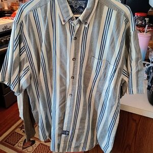 Classic Blue and Gray Striped Men's Shirt